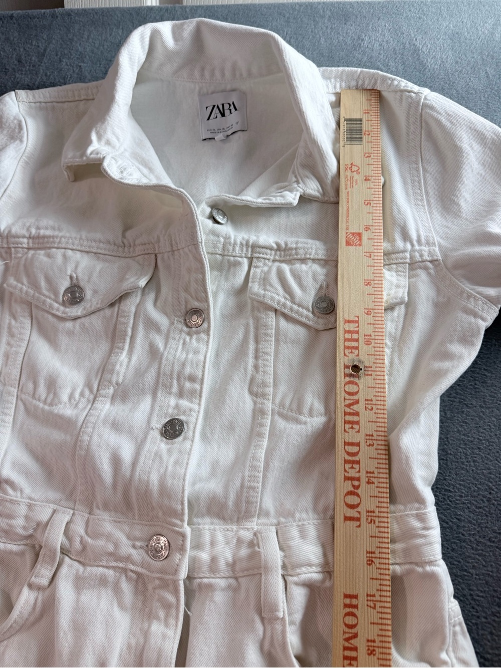 Zara - Women’s White Denim Jumpsuit - Picture 5 of 10